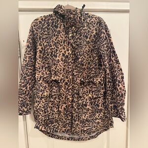J Crew Leopard Raincoat with Hood